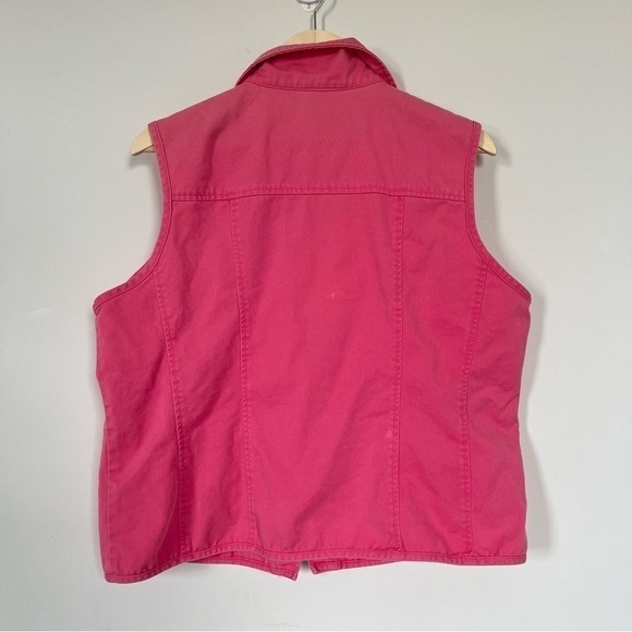 Vintage Talbots 1990s 100% Cotton-Denim Pink Vest Buttons Collared Size Large - Picture 8 of 10